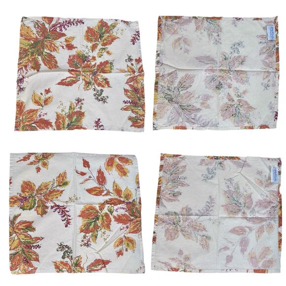 April Cornell Set 4 of Beige Fall Leaves 100% Cotton Cloth Napkins Autumn Decor - Picture 3 of 5